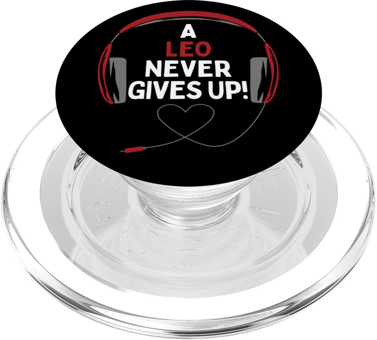 Gaming Quote "A Leo Never Gives Up" Headset Personalized PopSockets MagSafe PopGrip for iPhone