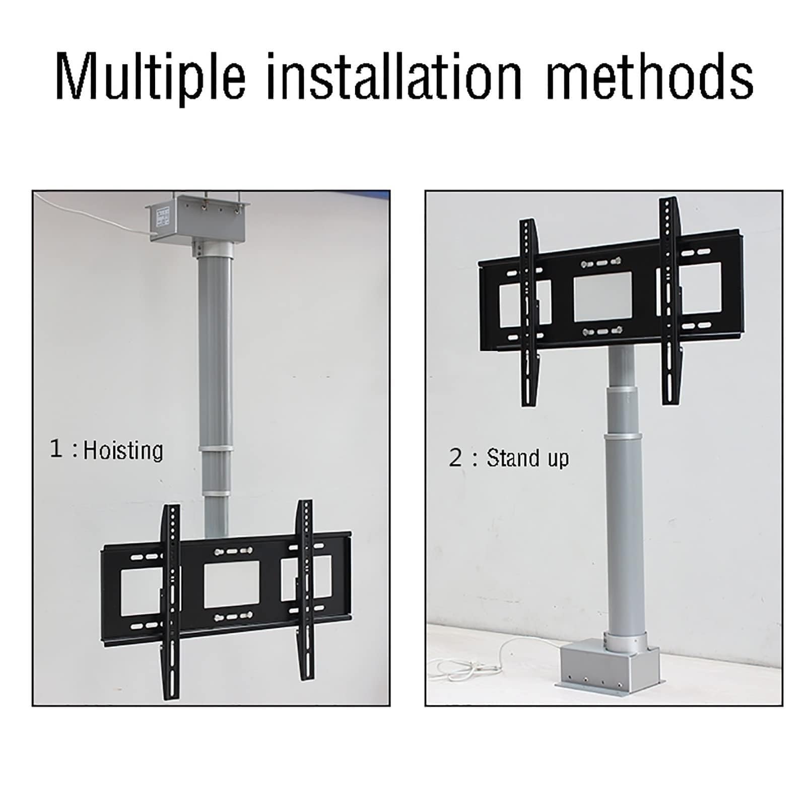 Supporto TV Da Soffitto Regolabile, Supporto TV Motorizzato Con Telecomando, Sollevamento TV Con Rotazione Manuale A 360°, Sollevamento TV Elettrico Telescopico Con Sollevamento Automatico(50cm)