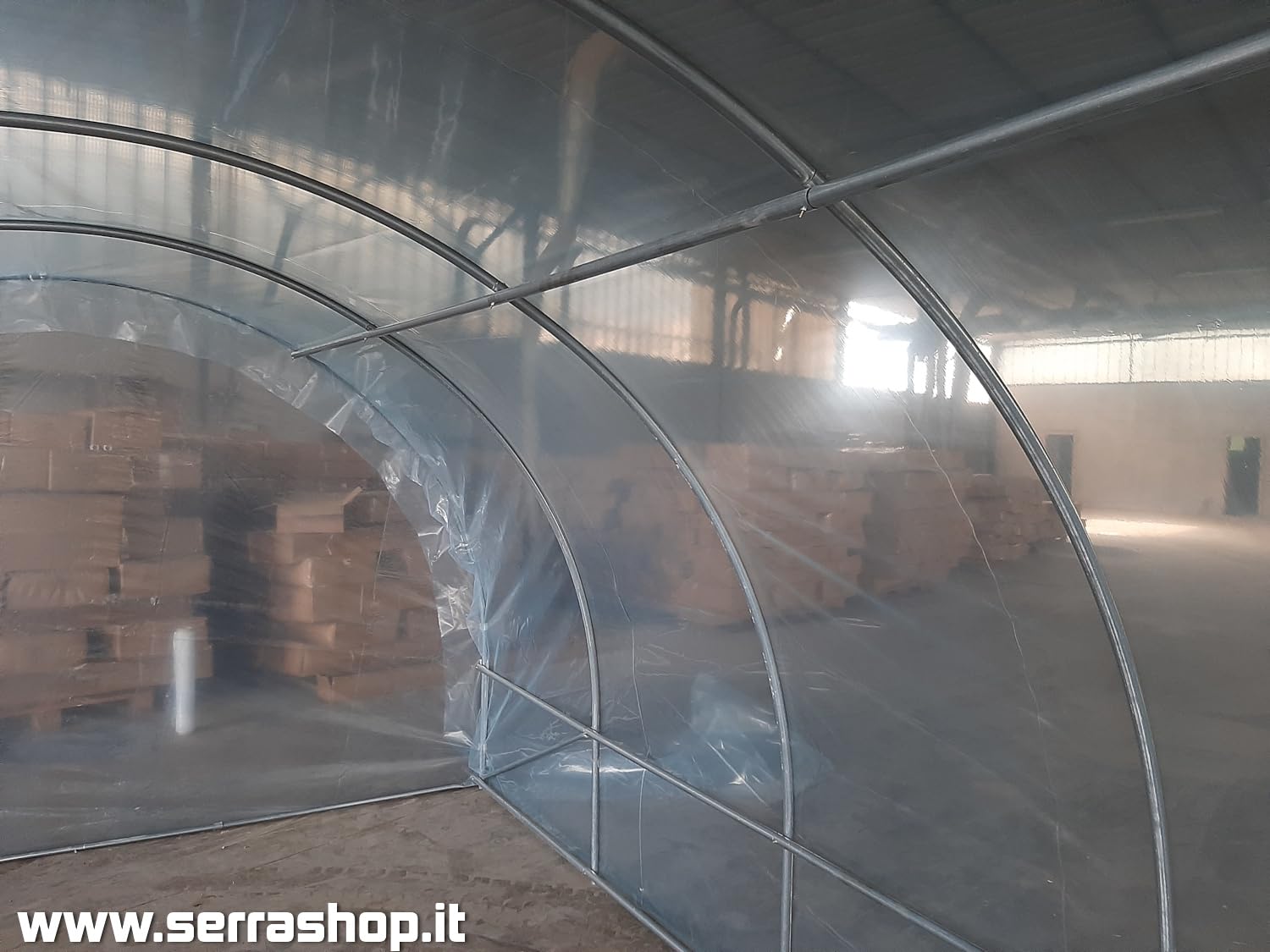Serra orto giardino ad arco tunnel in acciaio con telo film professionale 200MC (Trasparente, 4x5m)