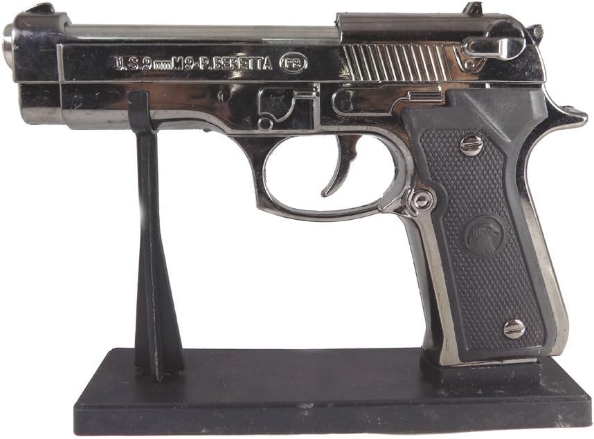 A.K.TRADERS Stainless Steel Gun Shaped/US M9 Beretta Pistol Cigarette Gas Lighter (Silver)