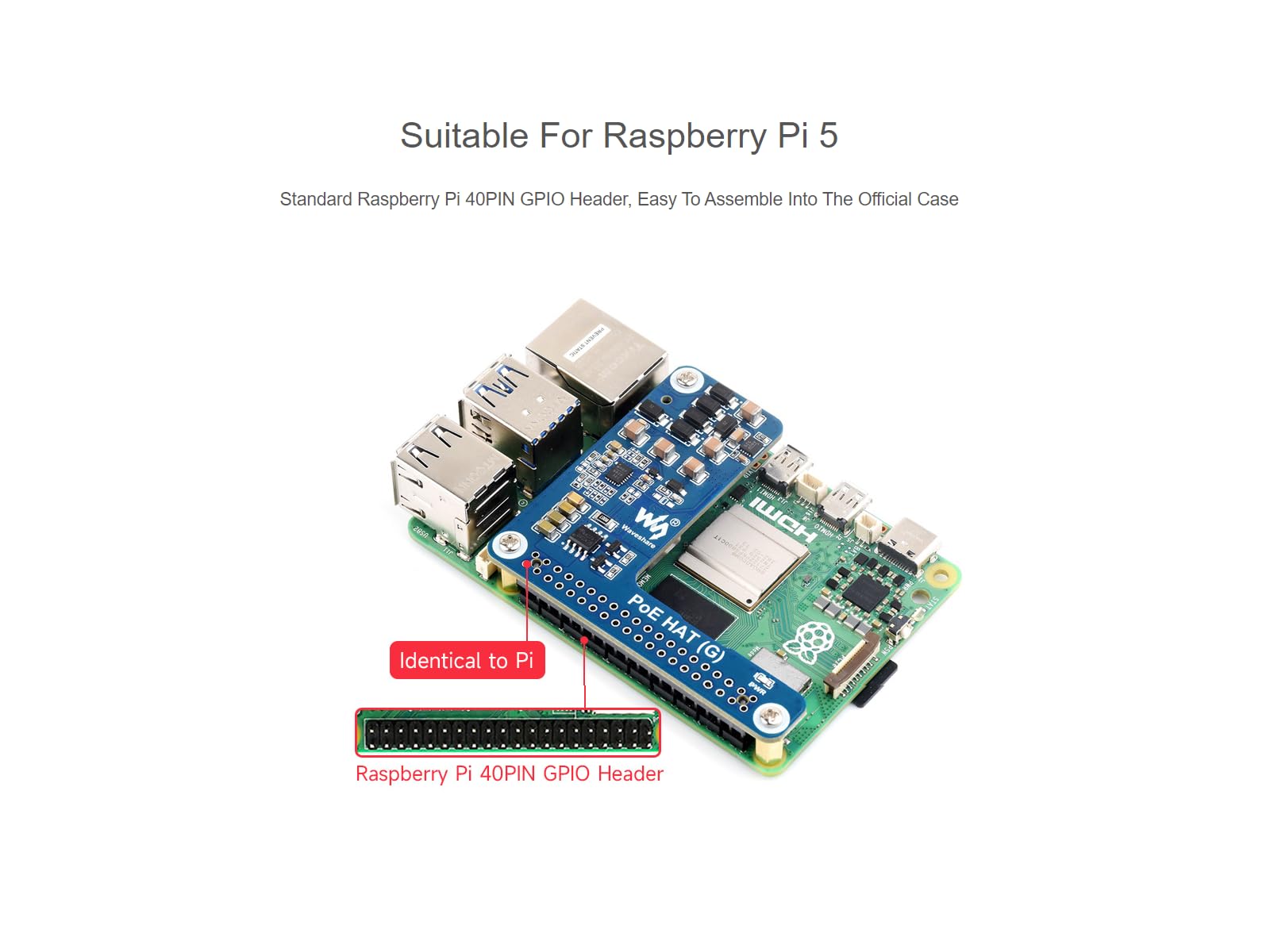 Amazon.co.jp: Raspberry Pi 5用Waveshare PoE HAT (G)、Power Over 