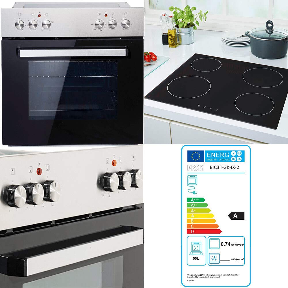 Lomadox Einbauküche mit Elektrogeräten 3m Küchenzeile Küchenblock E-Geräte Singleküche Weiss-Graphit