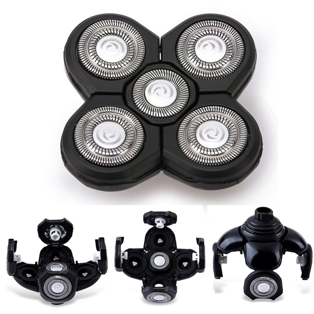 3 pcs Blades Refills Compatible with Freebird Head Shaver, 5 Blades Shaver Replacement Heads for Bald Men Freedom Grooming + 1 Cleaning Brush, Silver - Image 6