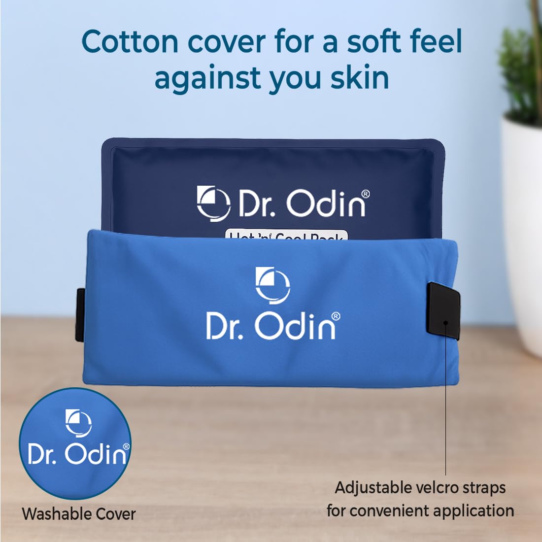 Dr. Odin Reusable Hot and Cold Pack for Pain Relief with Washable Cotton Cover and Adjustable Strap, Microwaveable Gel Pack, Icepack (Nylon) — Amazon image 3