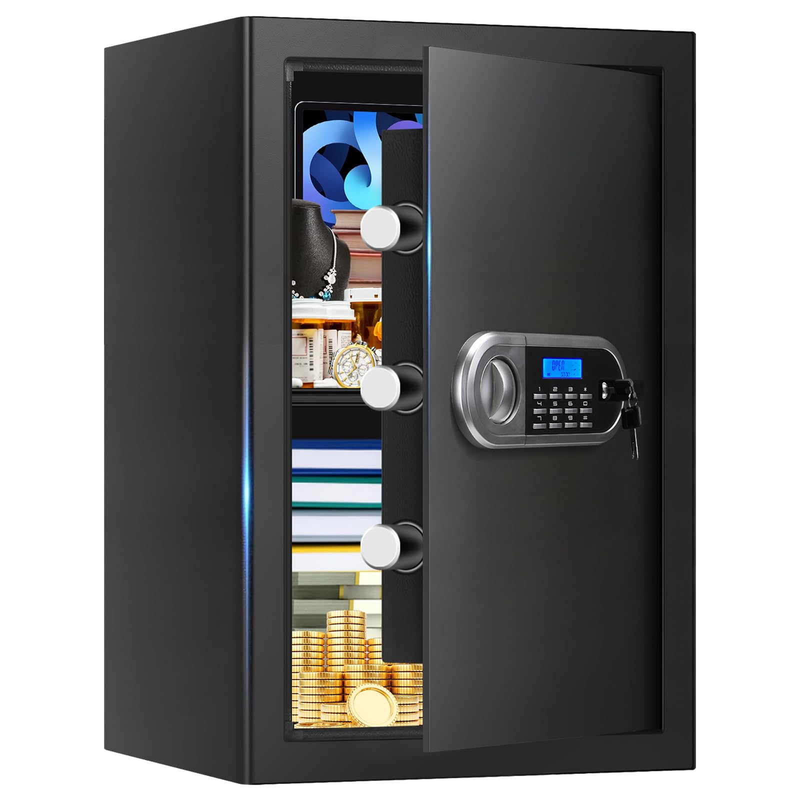 3.4 Cuft Large Safes for Home Use Fire and Water Proof, Anti-Theft Digital Security Safe Box With Programmable Keypad & Spare Keys, Home Safes Water and Fireproof for Documents Money Valuables