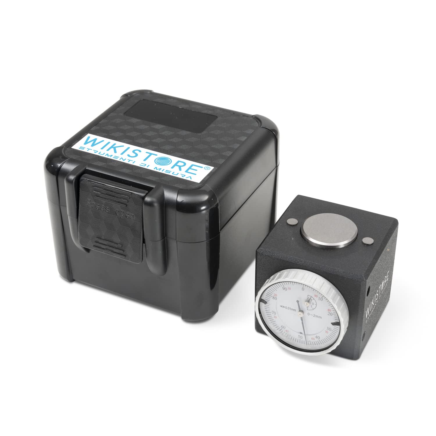 JAUGE DE MESURE AXE Z HAUTER 50 mm, Comparateur de précision échelle de valeur 0,01 mm, Base magnétic comparateur, Taille 10x9x10 cm
