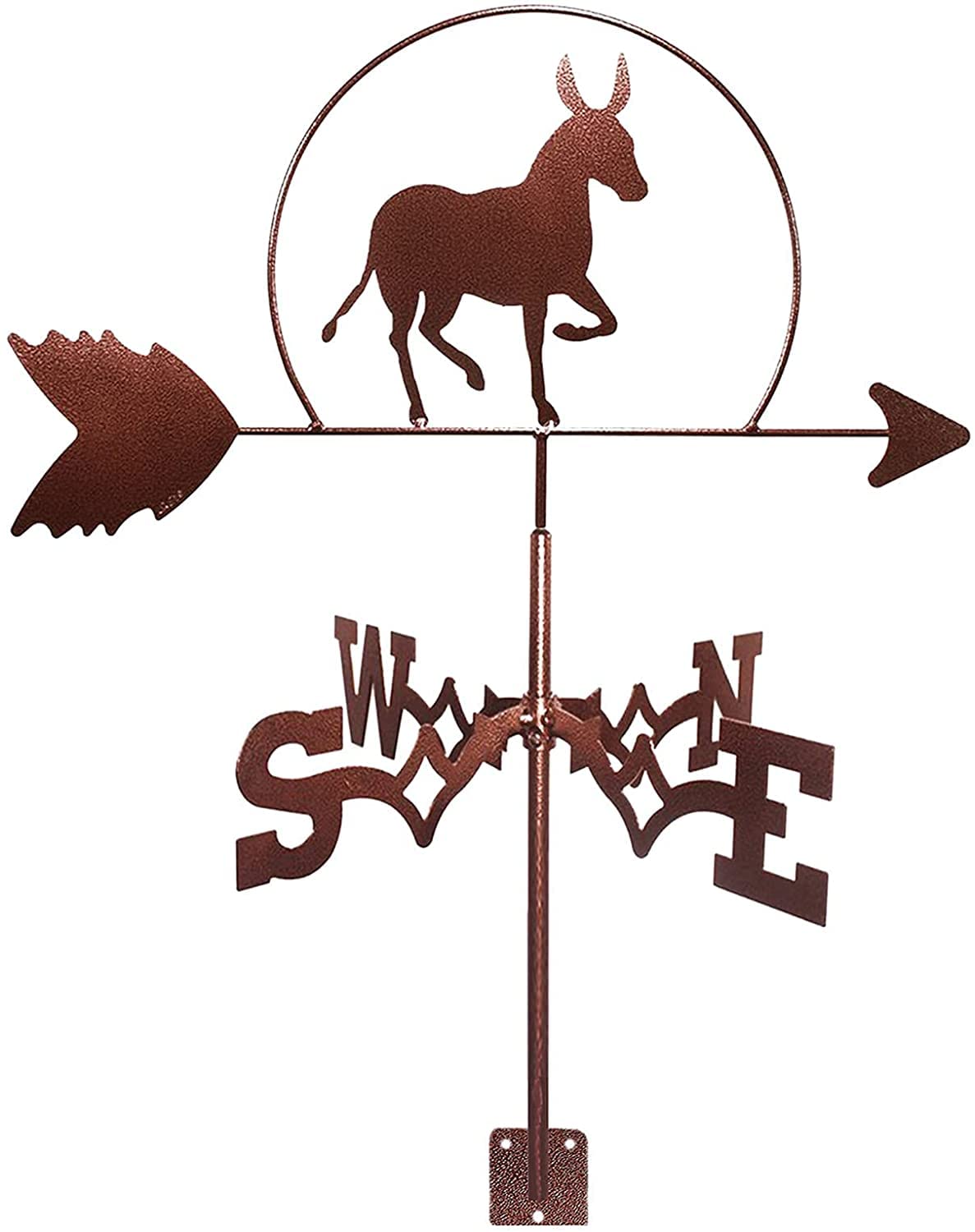 WIQUYBML Weather Vane Metal Donkey Garden Stake Weathervane Wind Direction Indicator Durable with Anti-Rust Coating Weathervanes/Donkey/35 * 50Cm