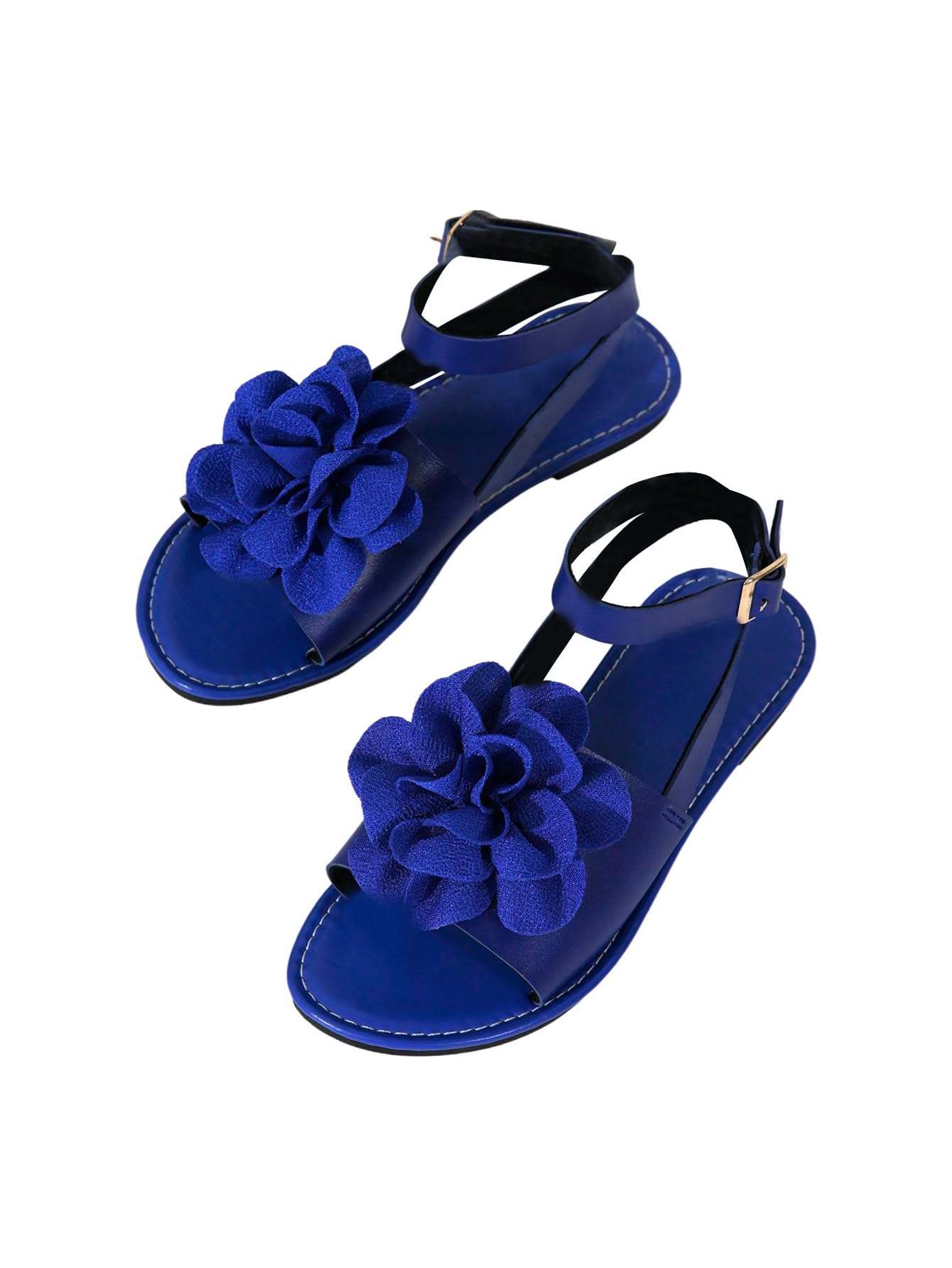 GORGLITTER Women's 3D Flower Sandals Dressy Strappy Wedding Flats