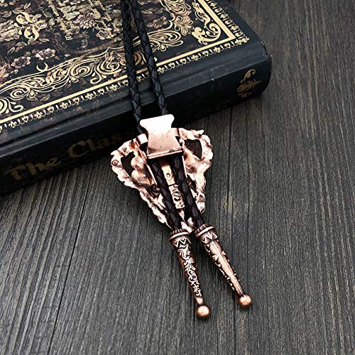 Yoqucol Vintage Black Stone Rose Gold Tone Bolo Tie Native American Western Cowboy Retro Genunie Leather Necktie For Men #TOP4