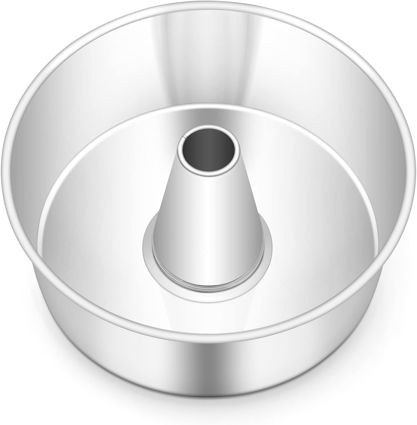 Coliware 10 inch Angel Food Cake Pan, Stainless Steel Pound Cake Pan Mold with Tube, Hollow for Home/Kitchen Baking, Healthy & Non-toxic, Durable & One-Piece, Silver