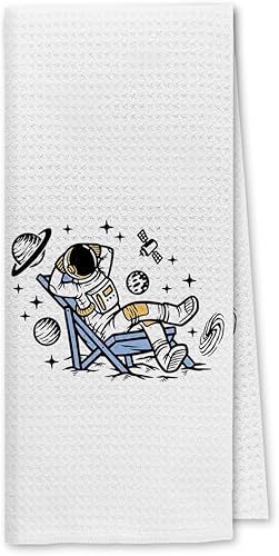 Dibor Divertidos astronautas sentados en el espacio, paños de cocina, paños de cocina, paños de cocina, espacio exterior, universo fantasía,