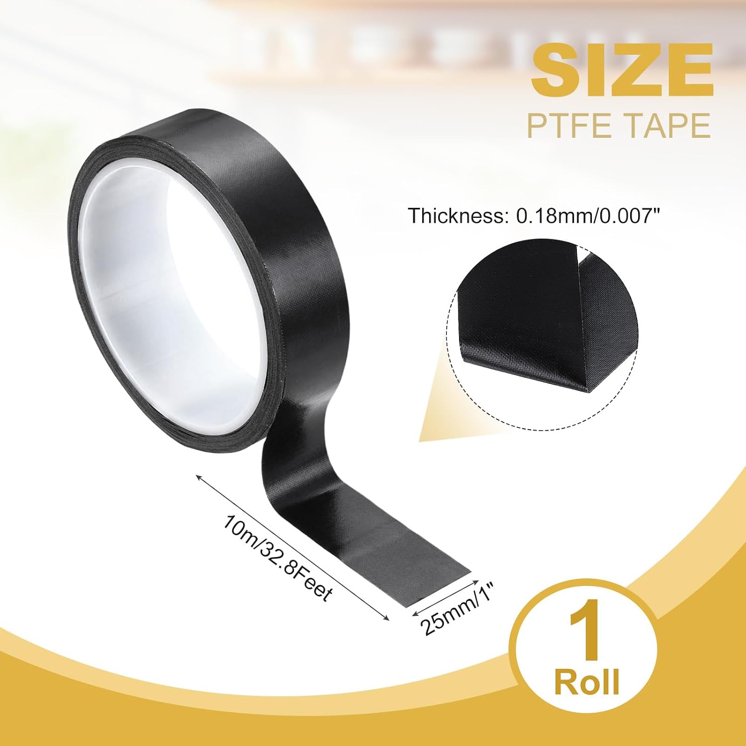 PATIKIL High Temperature PTFE Tape 1 Inch x 33 Feet, PTFE Coated Fiberglass Adhesive Tape for Vacuum Sealer Machines Hand-Impulse Sealers Insulation, Black
