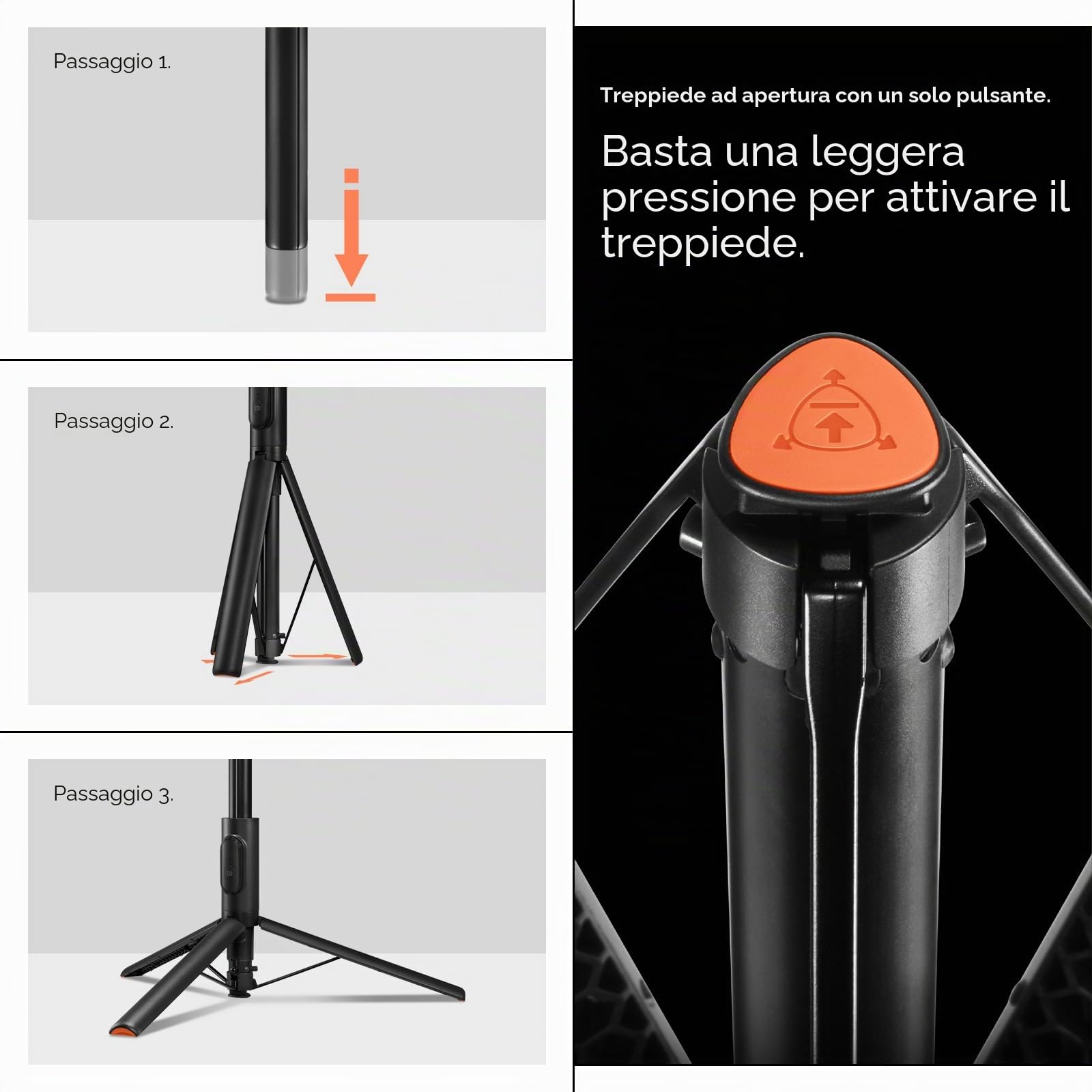 Spigen Automatica Treppiede Bastone Selfie, WonderSnap S541W, Selfie Stick Bluetooth 5.0 con Telecomando, Treppiede Smartphone per iPhone, Galaxy, Pixel, Xiaomi, OnePlus etc - Nero
