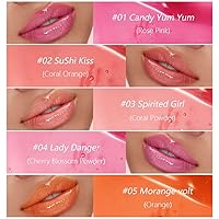 Vista 6 de Mysense Aceite de brillo labial para labios, brillo labial hidratante transparente tintado, hidratante labial brillante para cuidado de labios