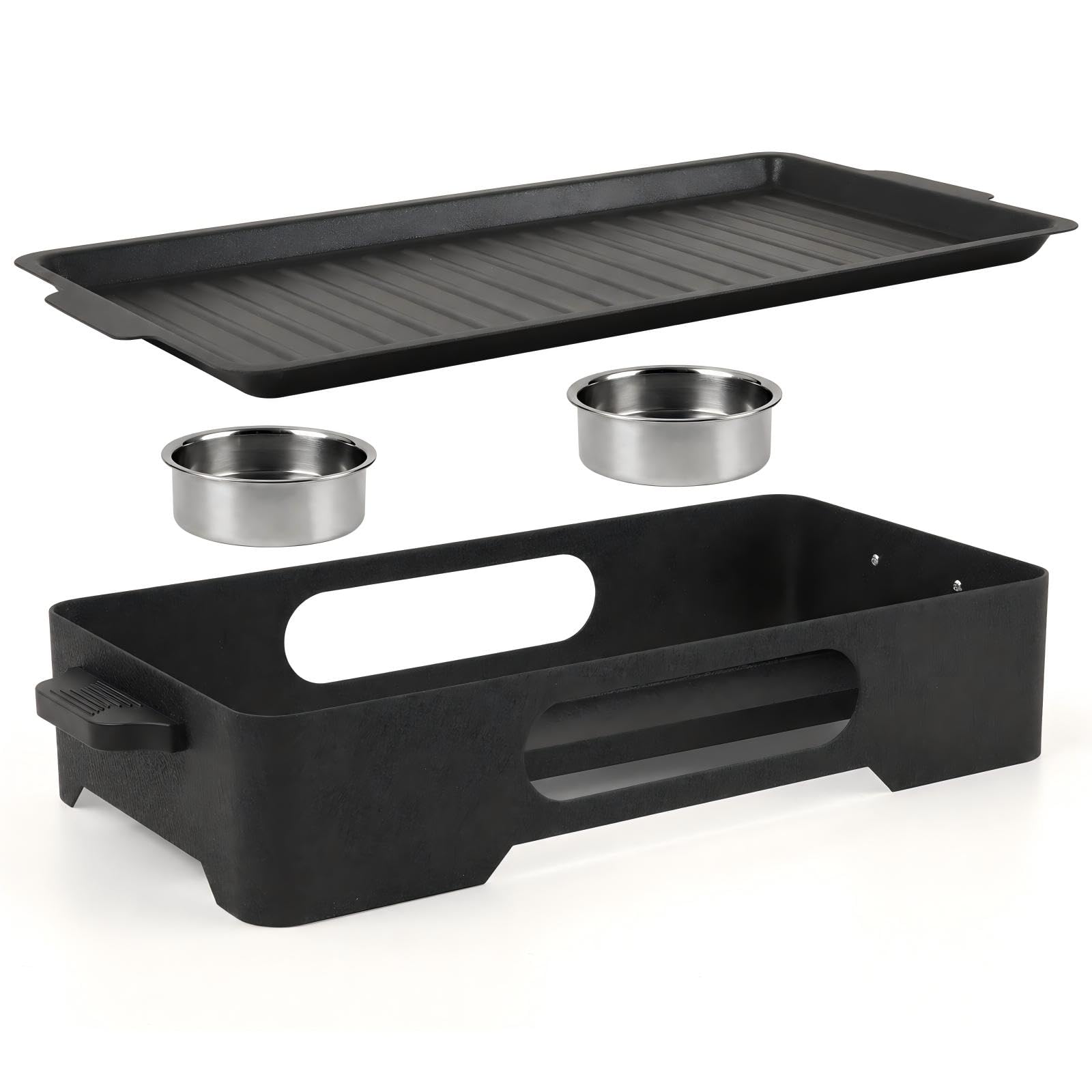 GEEKHOM BBQ Warmhalteplatte fürs Grillen Grosse Aluminium Grill Heizplatte mit Antihaftbeschichtung Speisenwärmer für Buffet & Camping Grill Zubehör für Outdoor Grill & Garten（Ohne Kerzen）