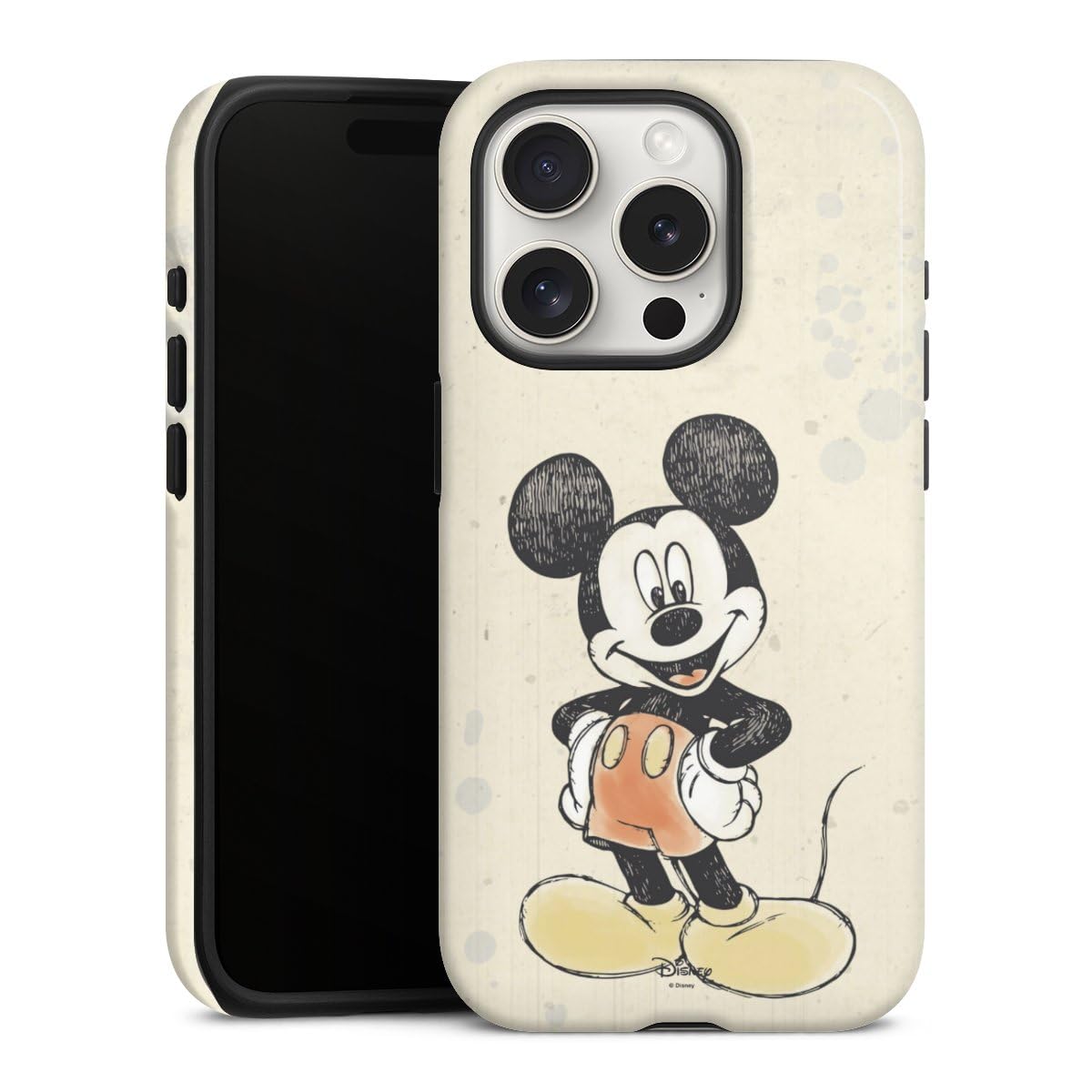 DeinDesign Coque Compatible avec Apple iPhone 15 Pro Coque renforcée Coque Antichoc Produit sous Licence Officielle Mickey & Minnie Aquarelle