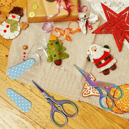 BIHRTC Rainbow Embroidery Small Precision Stainless Steel Scissors with Leather Cover DIY Tools Shears for Crochet Sewing Crafting Art Work Threading Needlework Knitting — view 6