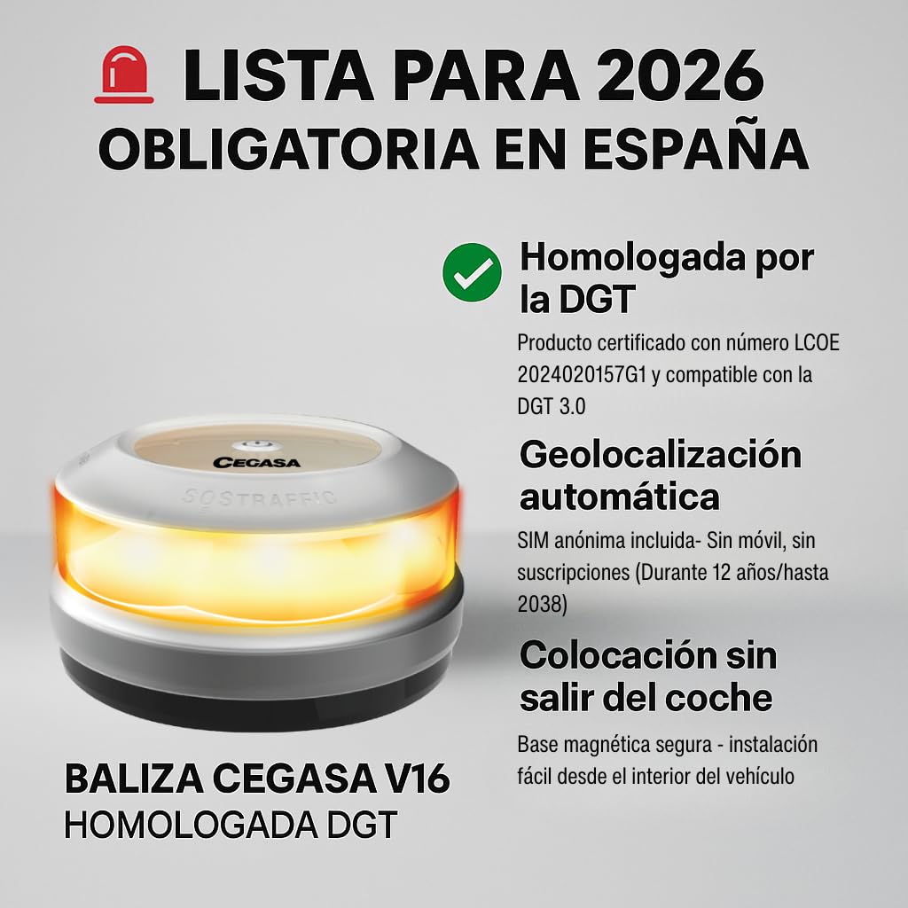 Cegasa Baliza Luz Emergencia Coche V16, accessorio elettronico per utilizzo quotidiano