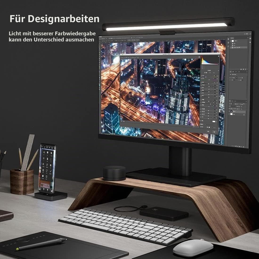 XIAOMI Mi Computer-Monitor-Lichtleiste – einfache Installation, zusätzliche Computerbeleuchtung ohne Platz auf dem Schreibtisch, mit kabelloser Fernbedienung, die Lichter einfach einstellen