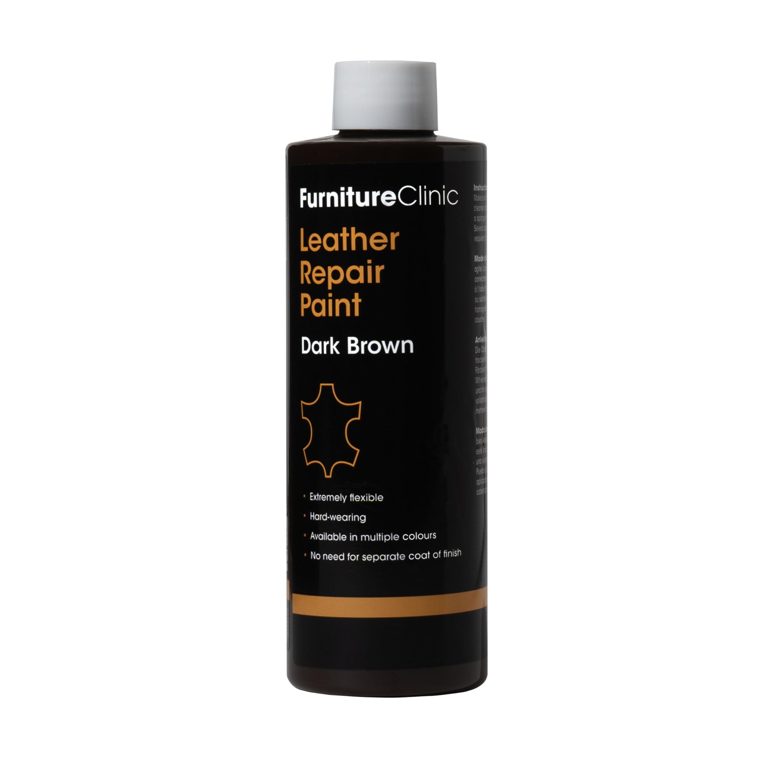 Furniture Clinic Leather Repair Paint & Dye | Self Seal Colourant for Quick and Easy Leather Repair | Suitable for Sofas, Car Seat, Shoes, Handbag, and More - Dark Brown, 250ml