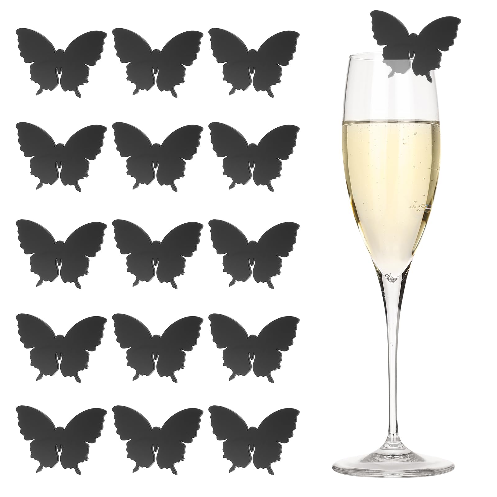 Étiquettes à boire papillon en acrylique noir de qualité supérieure pour réception - 8