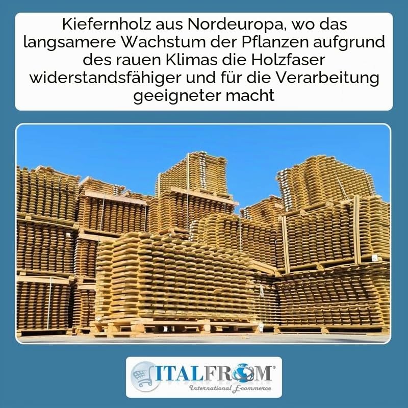 ITALFROM - Gartenzaun Holz Hoch, Steckzaun 100x80 cm, Staketenzaun Garten, Kiefernholz Zaun Solides und Robustes Material im Autoklaven Imprägniert, Kann Gestrichen Werden
