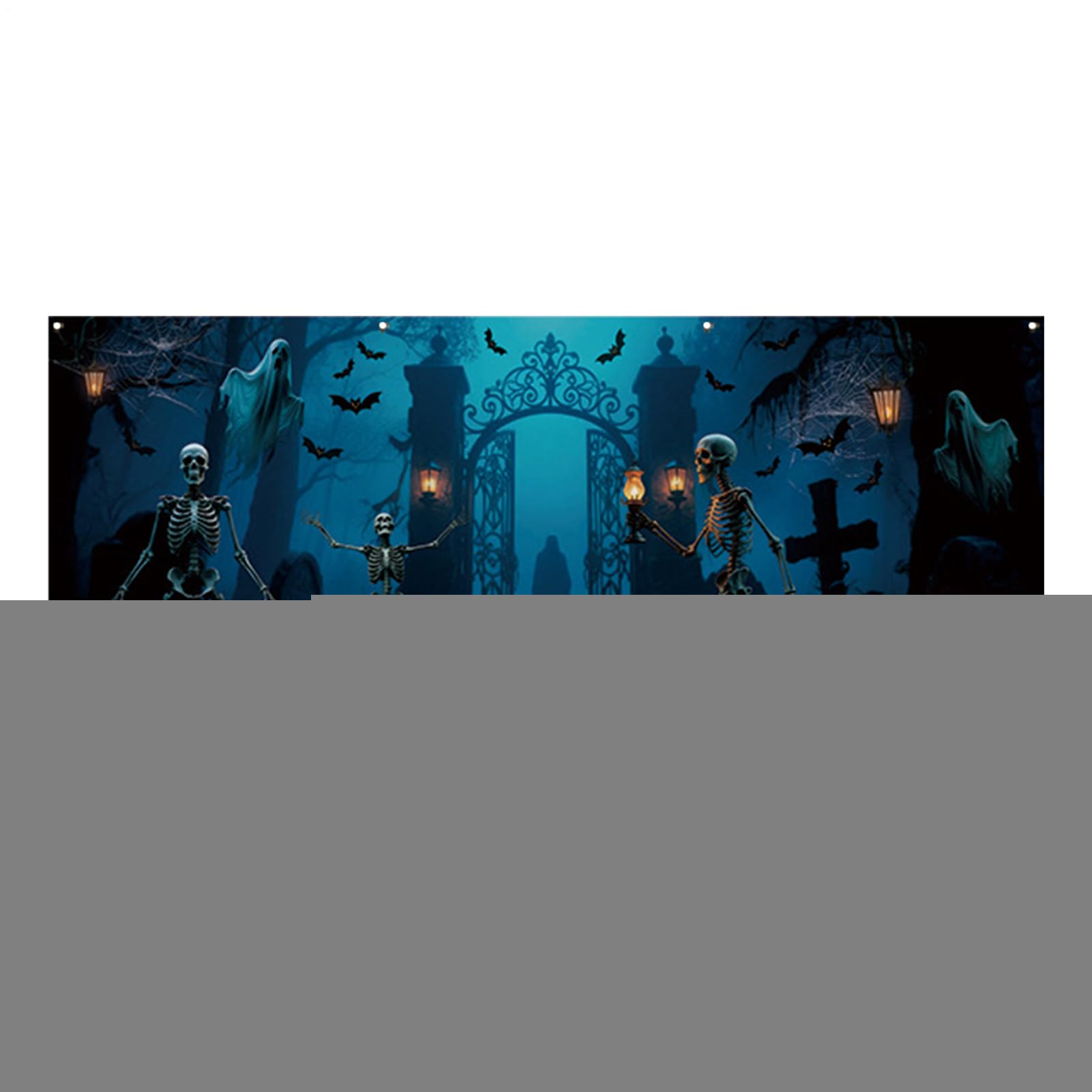 Bannière portail cimetière Halloween pour décoration extérieure