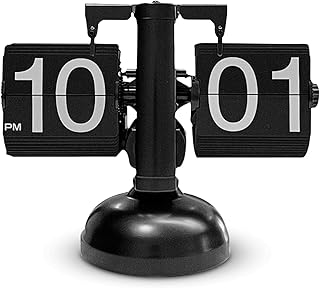 Reloj digital retro abatible, mini reloj de escritorio abatible Reloj de escritorio digital con mecanismo de volteo auto...