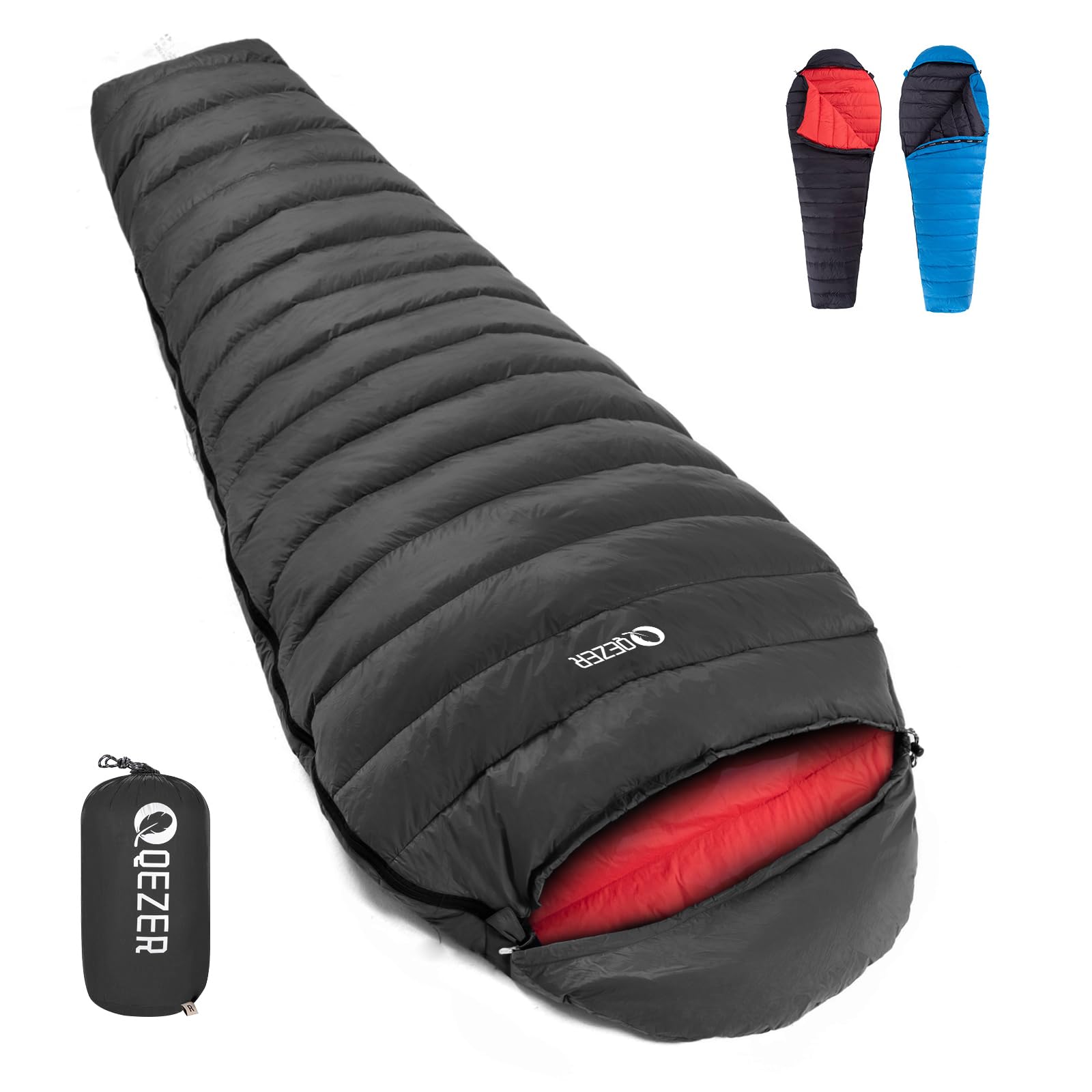 Saco de Dormir Ultraligero de plumón para Adultos, Solo 730 g, Ligero, 16 °C, 2 °C, 600FP Relleno, para Acampar y Senderismo al Aire Libre, con Saco de compresión Gratis