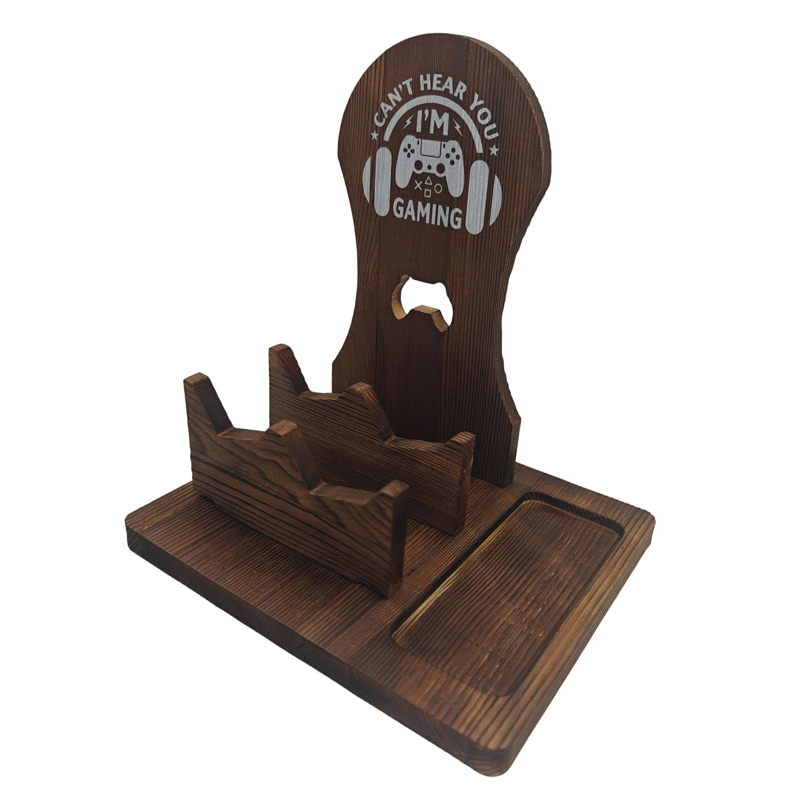 Qusinfc Natural Wood Headphone Stand for Gaming Setups Delicate Vertical Design Sturdy Structure Cable Management Solution Sturdy Headphone Rack for Gamers