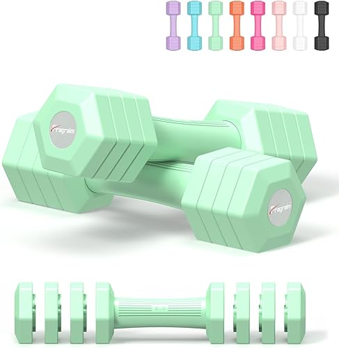 Miniatura 14 de Juego de mancuernas ajustables, juego de pesas de mano 4 en 1 para mujeres y hombres, un par de mancuernas de 10 libras cada uno de 2 libras, 3