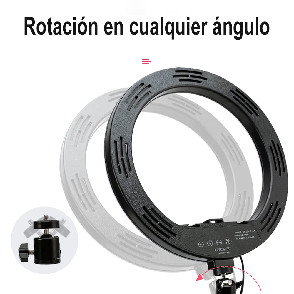 Aro de luz Led de 30 cm de diámetro | Anillo de luz de 12 Pulgadas para teléfonos móviles o cámaras | Selfies, Fotografía, Maquillaje, Youtube, TIK Tok Live | Cable USB y Mando