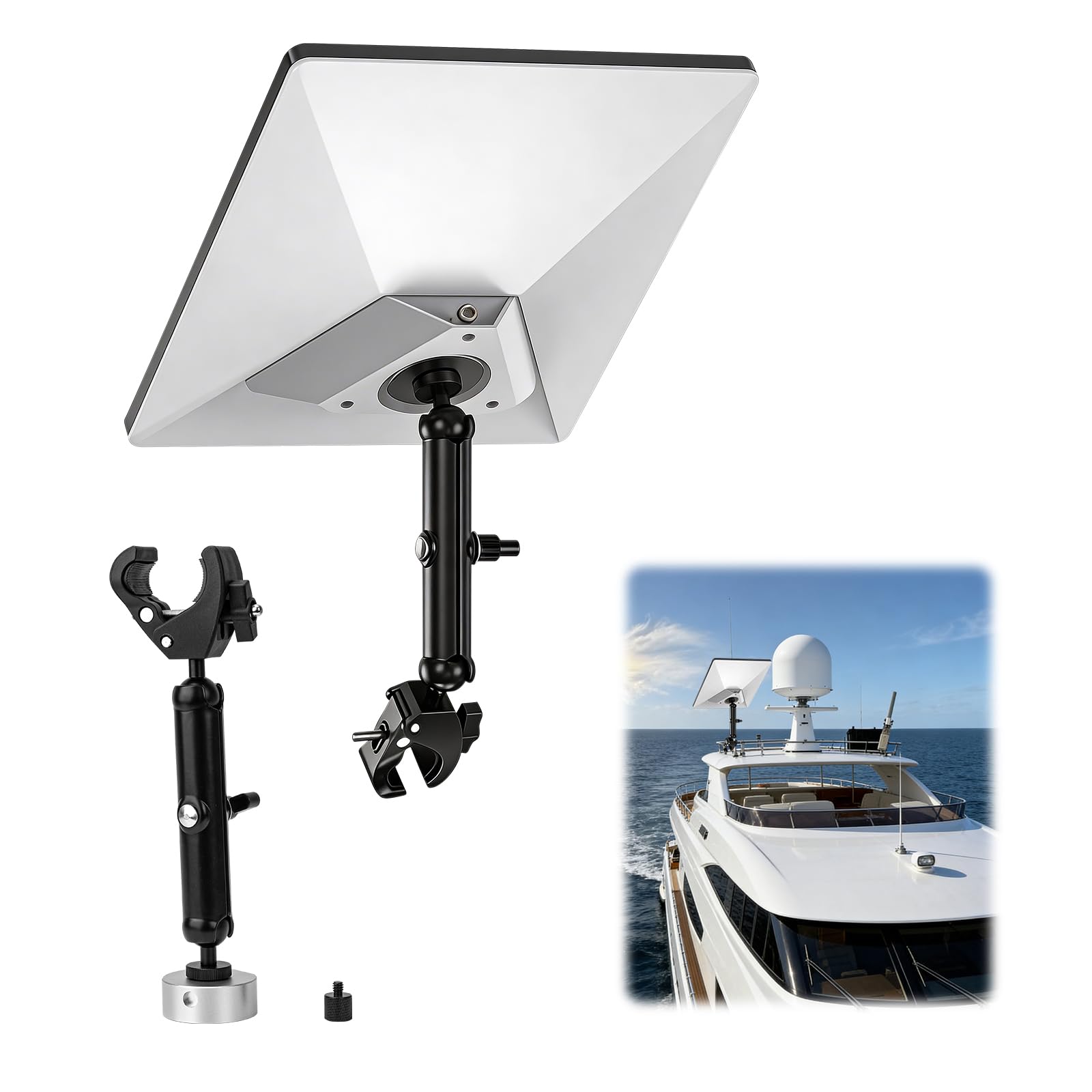 Starlink Mini Halterung, Aluminium-Adapter für Starlink Halterung Balkon mit 1/4"-20 und 3/8"-16 Gewinde und Verstellbarer Festgeräte für Camper, Wohnmobile, Balkon und Dachgepäckträger