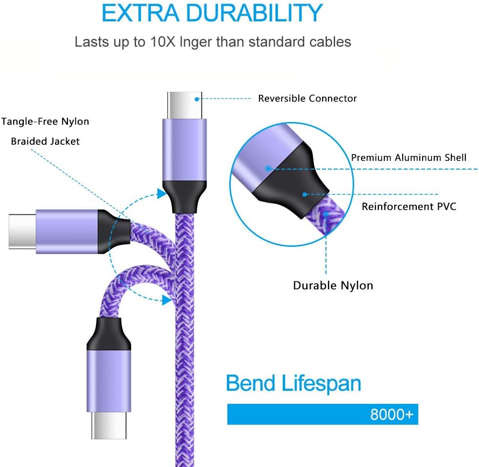 ANDHOT USB C Cable Fast Charge, 2Pack 6ft USB Type C Phone Charger Cord for Samsung S22 S21 S20 A13 A12, LG Stylo 6 5 4 G8 G7 ThinQ,Moto G7 Power/Z4/Z3,Google Pixel 6 Pro 5 4 3a, OnePlus 9 8 8T 7 Pro