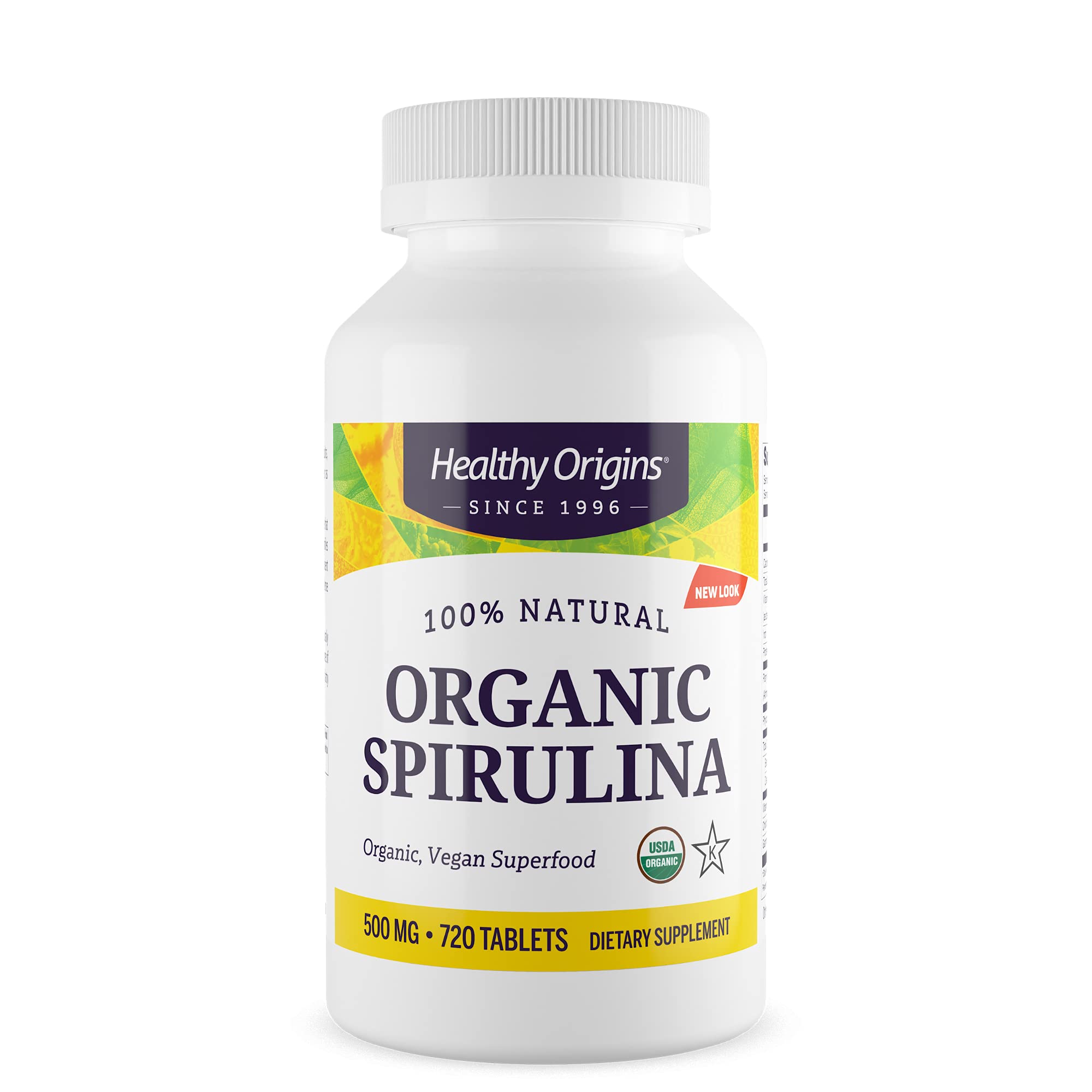Organic Spirulina 500 Mg (Organic Certified, Kosher Certified, Natural, Non-GMO, Gluten Free, Vegan Superfood), 720 Tablets