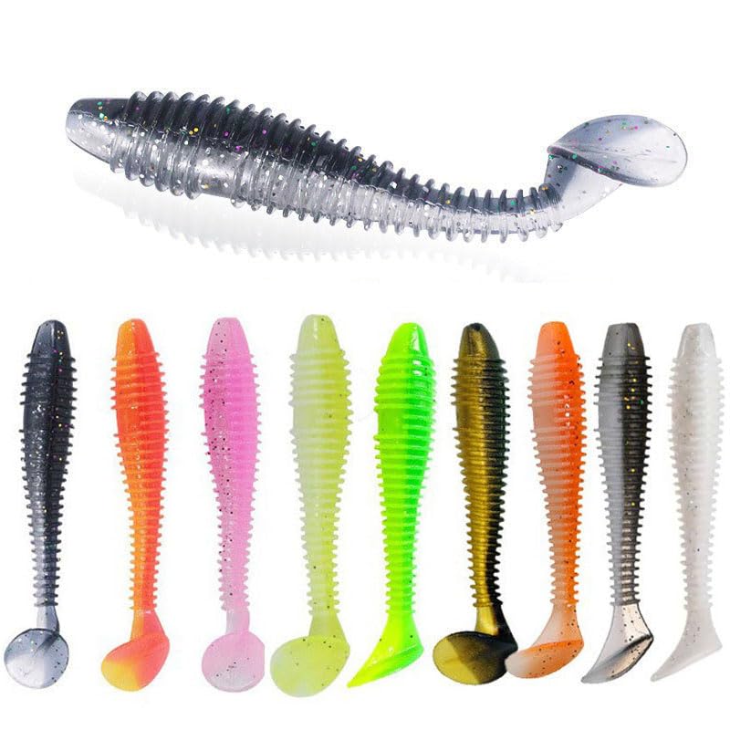 Swimbaits Paddle 50PCS, 2.55 Inchs Paddle Tail, Soft Lure for Trout Crappie Bass, Durable Plastic...