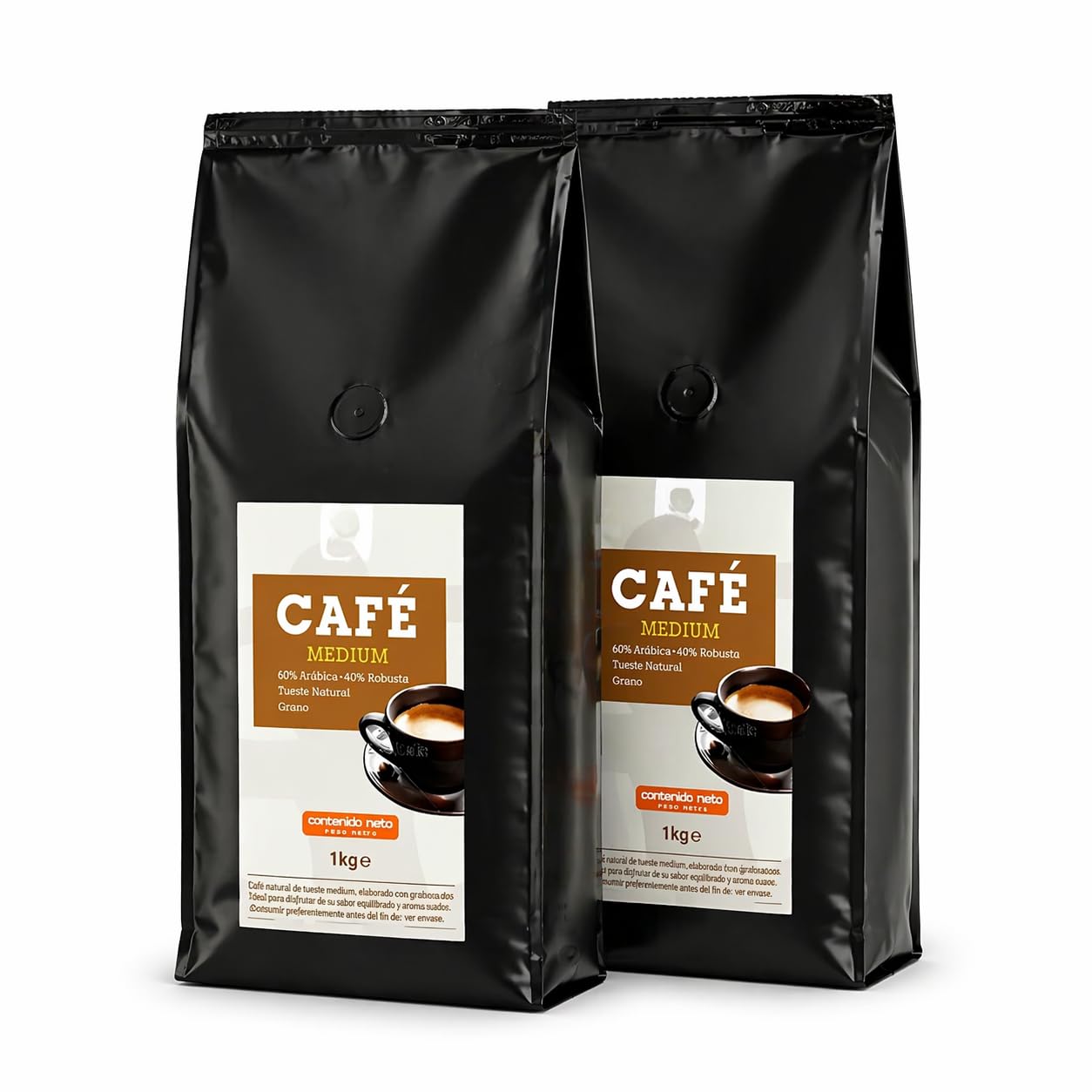 Pack 2x Café IDEAS en Grano Medium Comercio Justo 1 kg | 2 Paquetes de 1 kg (Total 2 kg) | Café de Tueste Medio | Grano Entero