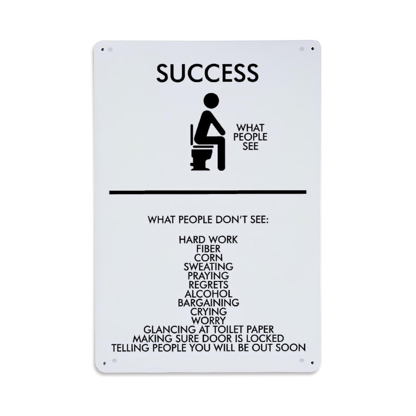Nestemfo Vintage Success Toilet Humor Wall Art Print Tin Sign Metal Sign, Living Room,Bar, Home, Bedroom Wall Decor,Retro Metal Poster 8X12 Inches