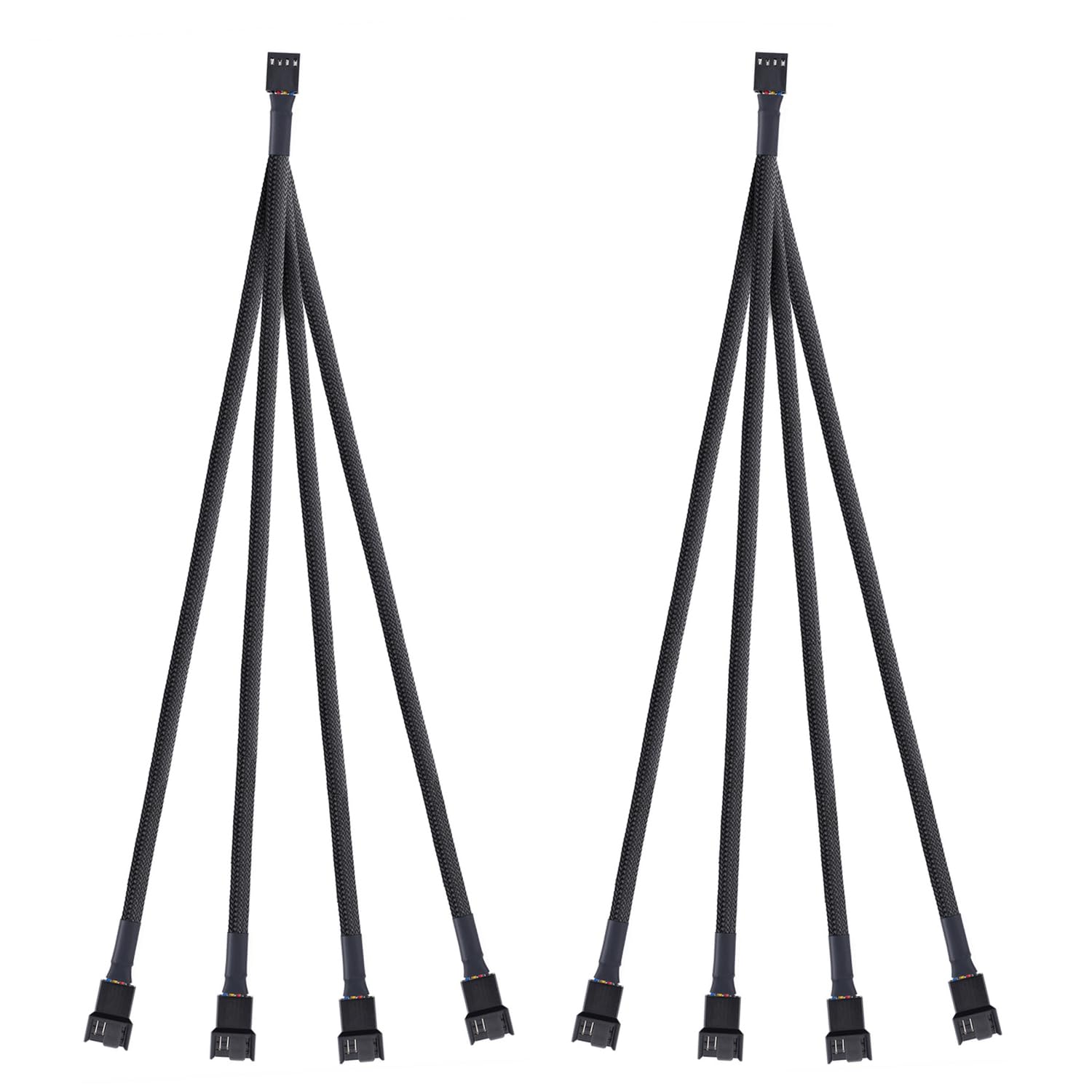 AVERZELLA (2 Pack, 10.5 inches Cooling Fan 1 to 4 Way Y-Shaped Splitter, 4 Pin/3-Pin PWM Fan Extension Power Cable for PC and Desktop Computer