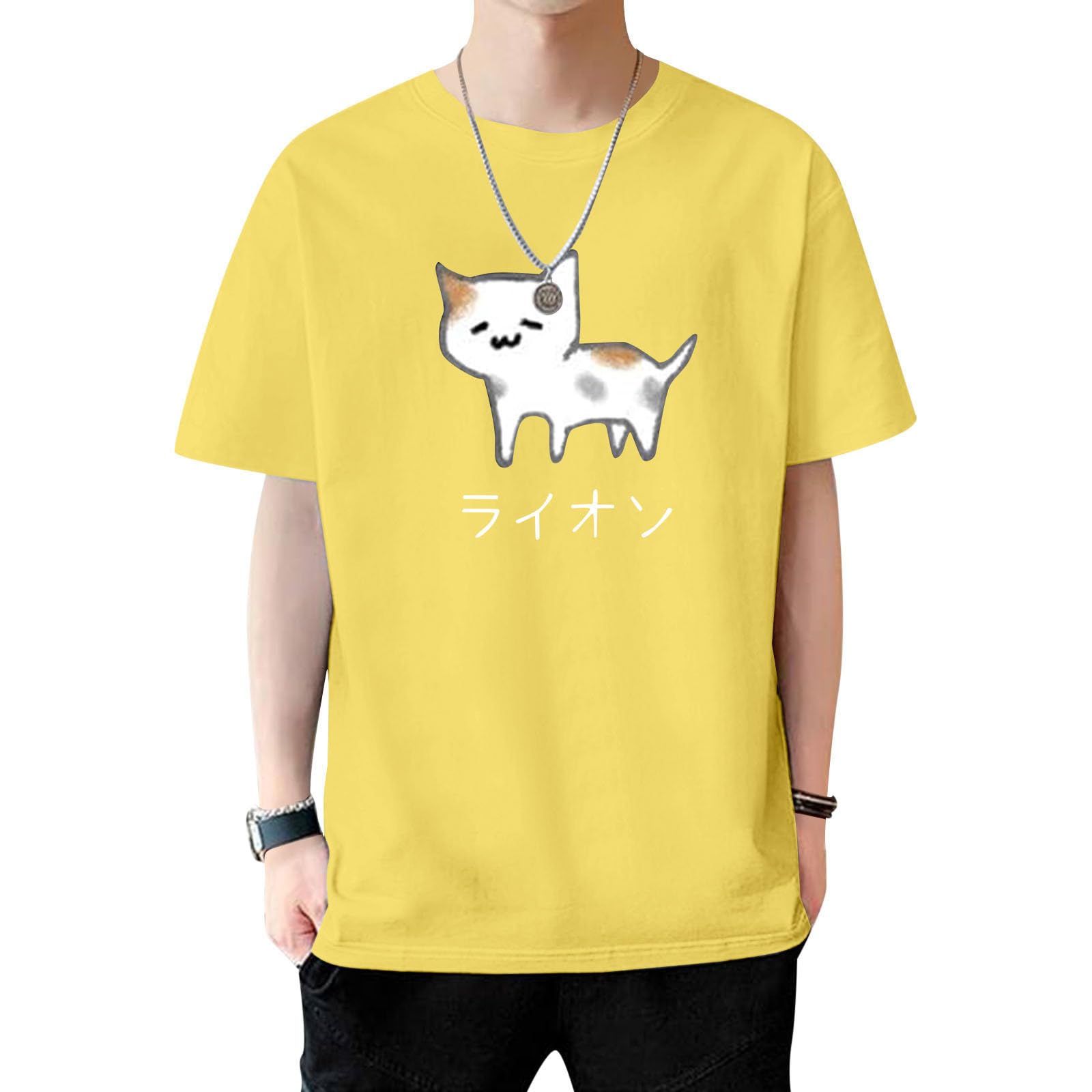 Amazon.co.jp: Tシャツ おもしろ らいおんねこ 猫 tシャツ ネタ 文字 
