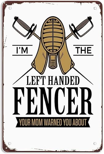 Divertidos carteles deportivos de esgrima para zurdos, decoración de pared, letrero de metal vintage, para cocina, bar, oficina, baño, cueva, pub,