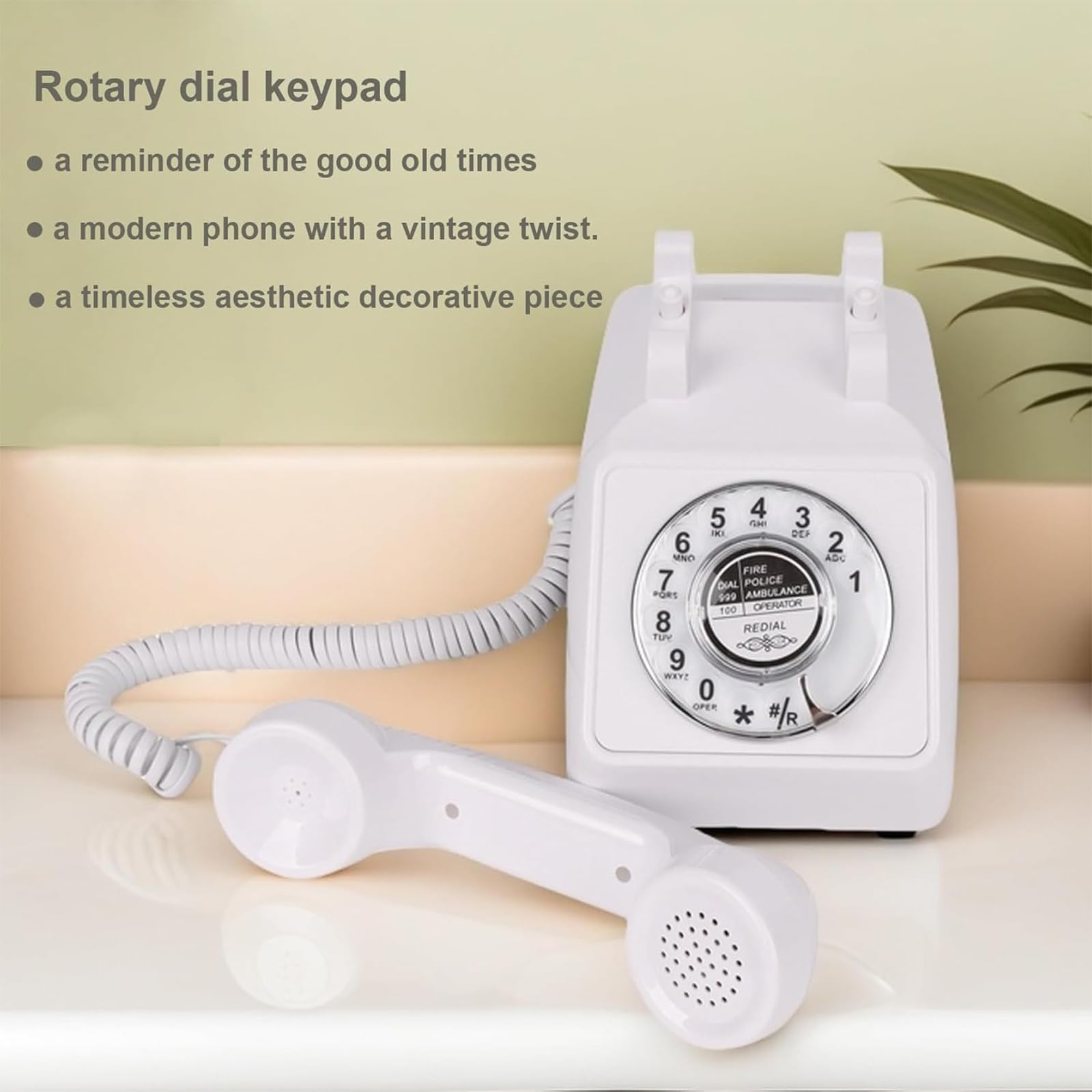 Telefono fisso per la casa, telefono girevole retrò per uso domestico con suonerie e volume, vecchio stile desktop analogico, telefono girevole