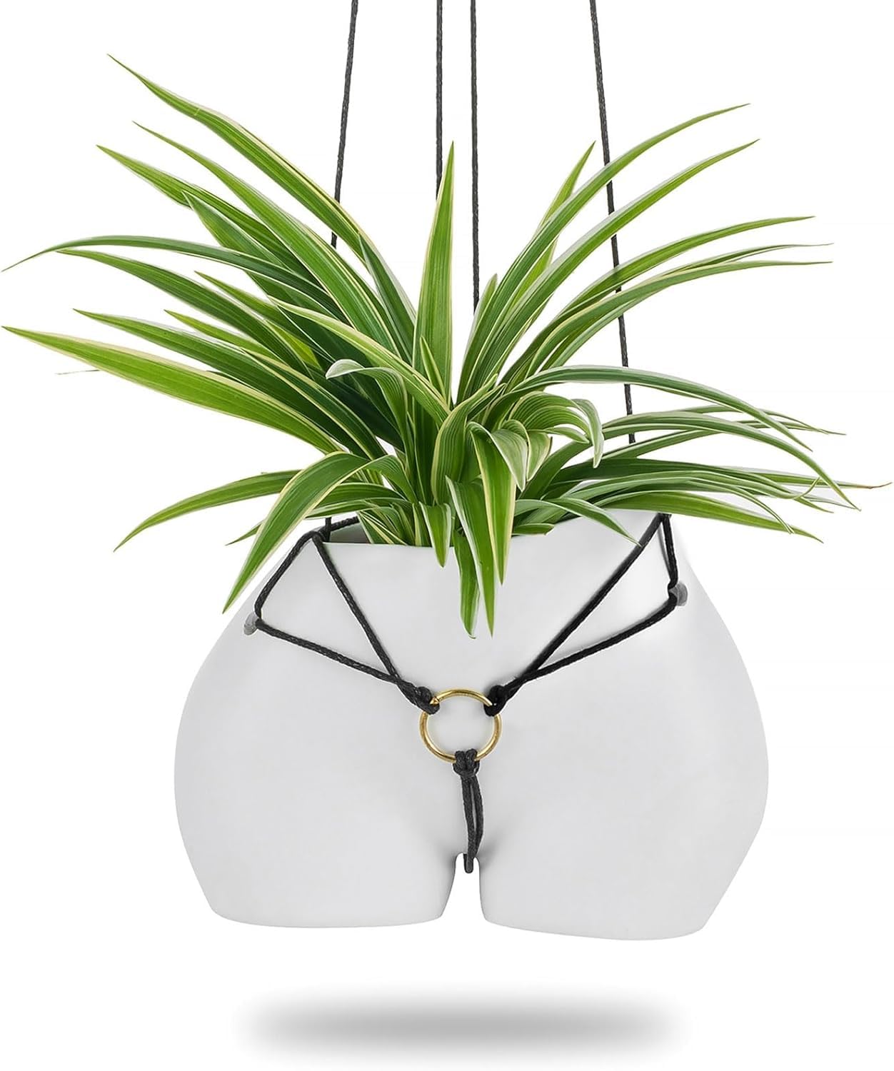 Pot de fleurs suspendu résine et corde : design bohème haut de gamme