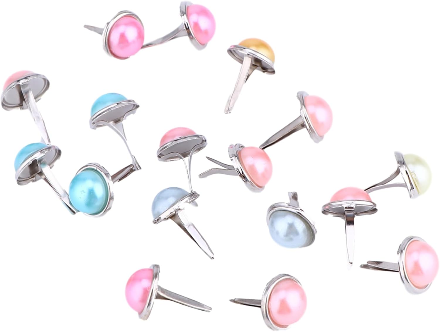 jojofuny 50Pcs Decorative Mini Brads Durable Round Paper Fasteners for Crafts Scrapbooking Random Pearl Design Easy to Use Versatile for DIY Projects