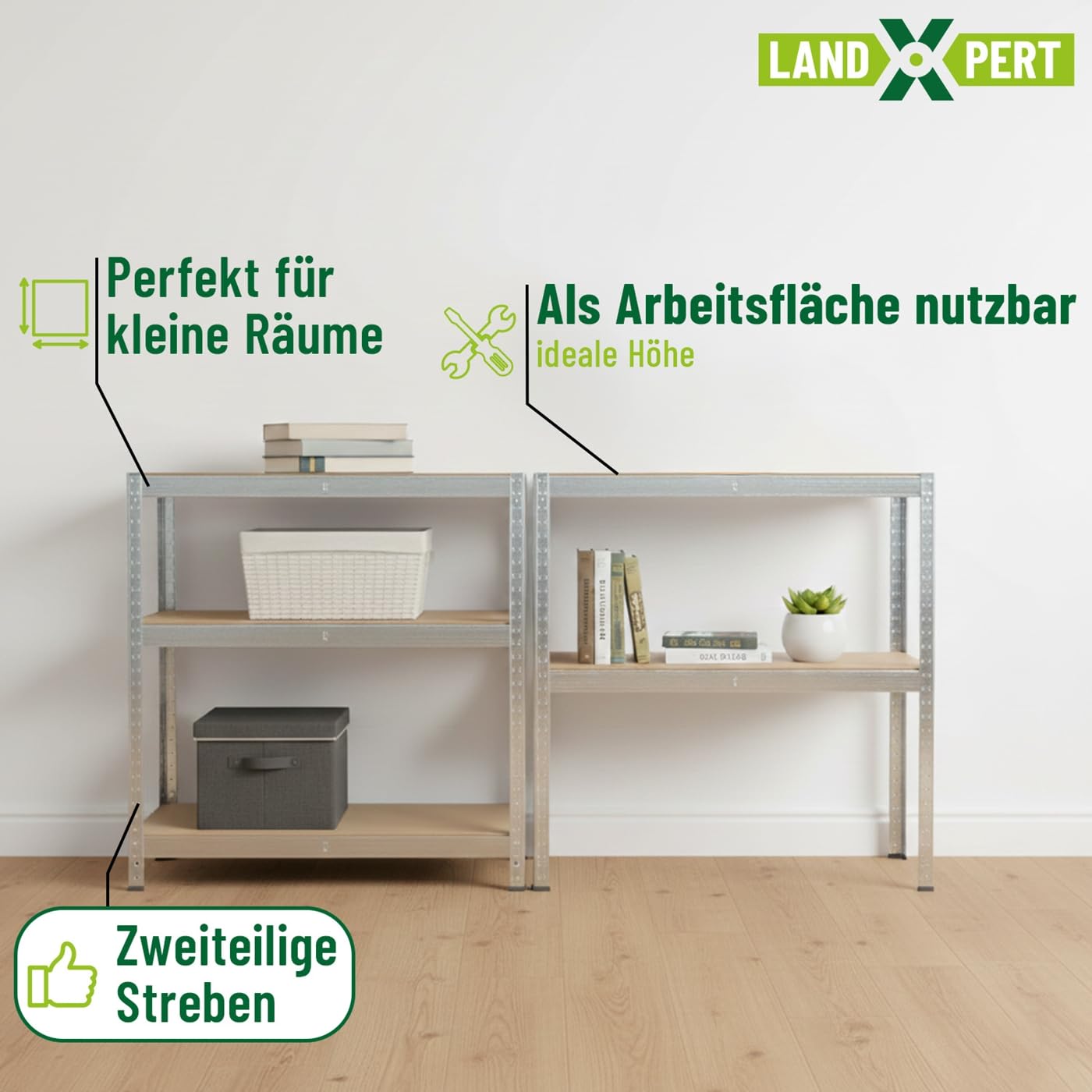 2er Sparset Schwerlastregal 180x90x40cm 875kg Lagerregal Kellerregal 5 Böden Silber