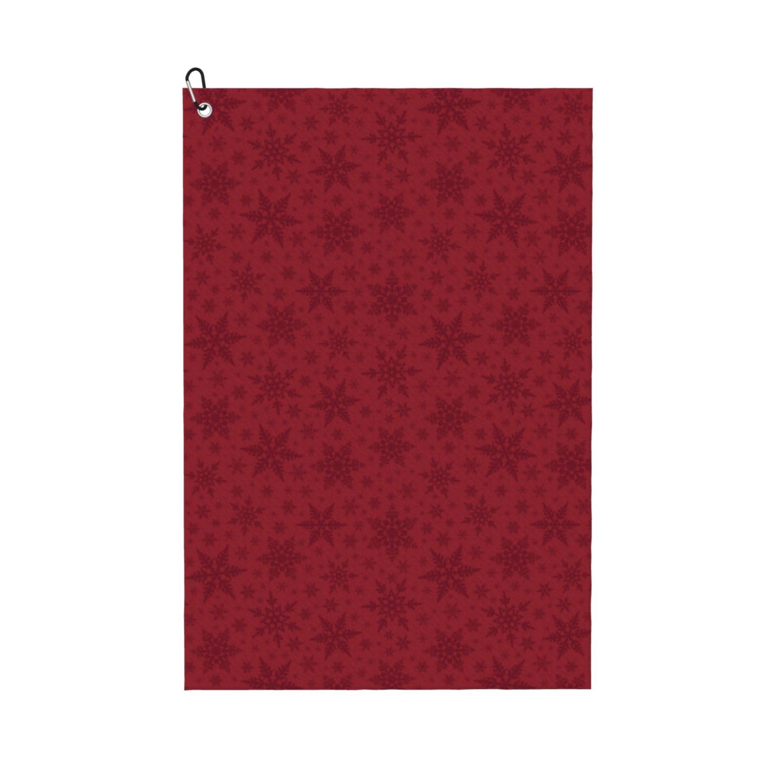 AOOEDM Christmas Red Snowflakes Print Golf Towel with Carabiner Clip Absorbent Microfiber Golf Towel for Cleaning Golf Ball Club Putter Iron for Golf Bag Trolly Belt Loop 16" X 24"