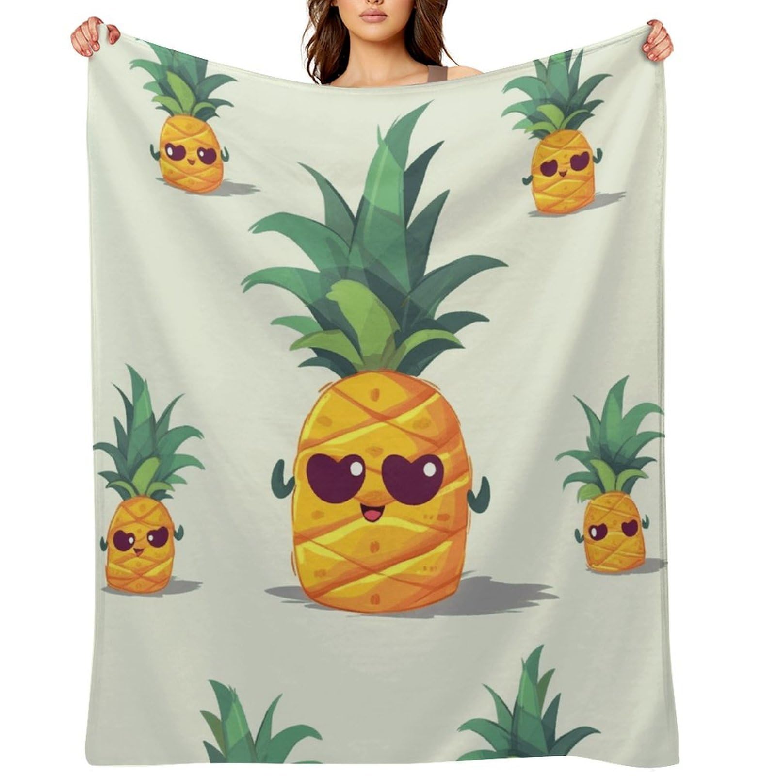 Cute Pineapple Throw Blanket for Couch and Bed Super Soft Warm Lightweight Throw Blankets Cozy Fuzzy Flannel Blanket Personalized Decorative Blankets for Sofa Decor 60"x80"