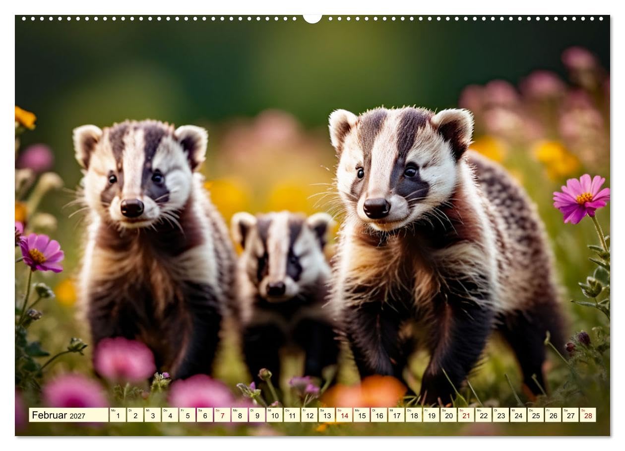 CALVENDO - Die Familie der Marder (hochwertiger Premium Wandkalender 2027 DIN A2 quer), Kunstdruck in Hochglanz: Dachs, Otter, Iltis & Co.