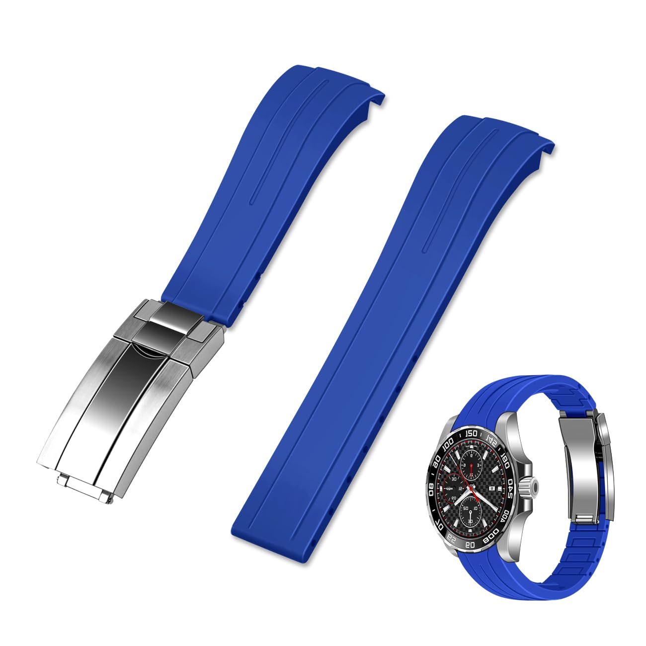 YISIWERA Cinturino in gomma per orologio da 20 mm e 22 mm, con estremità ricurve, cinturino in silicone solido, altamente lucidato, con doppia fibbia meccanica, per uomini e donne (arancione, 18 mm