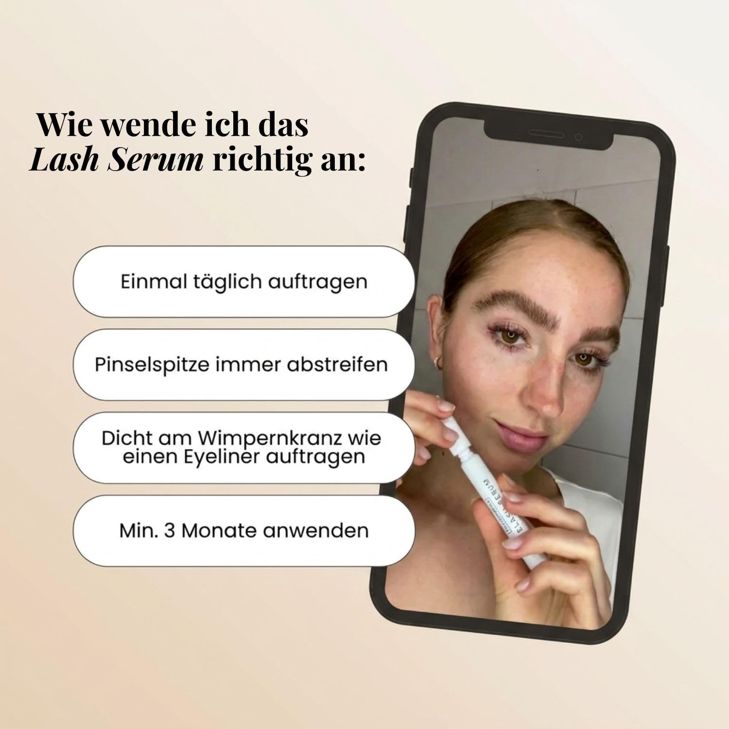 LASH SERUM – Intensives Wimpernserum für maximale Länge, Dichte & Stärke – hochwirksame Intensiv-Formel für sichtbare Ergebnisse in wenigen Wochen – Wimpern Booster – Made in Germany